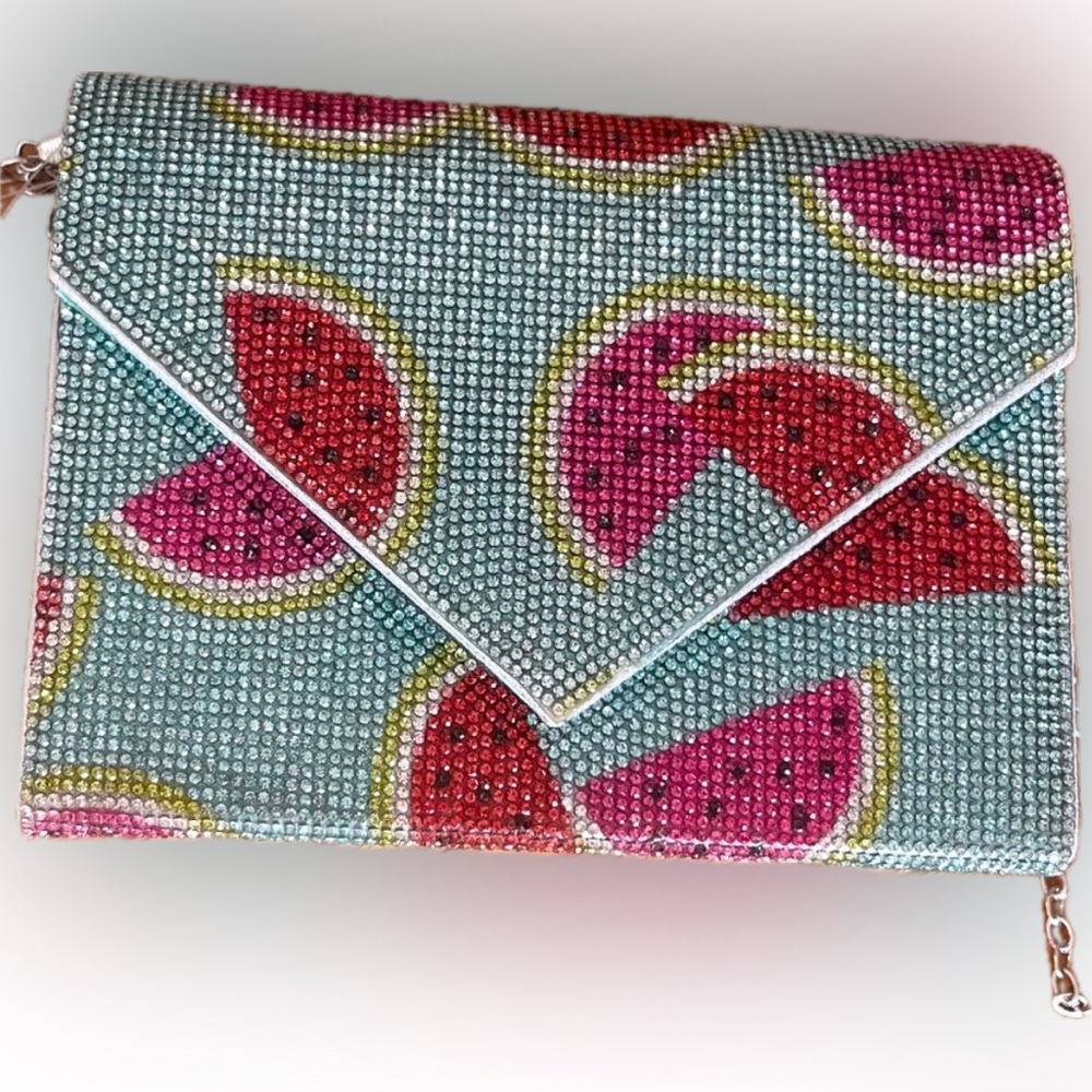 NWT Watermelon Print Crystal Clutch with Detachable Strap